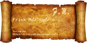 Frick Mátyás névjegykártya